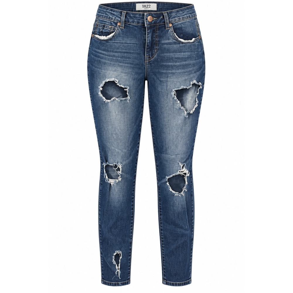 1822 Denim Skinny Jeans Womens 10 Blue Distressed Ripped Y2K Grunge Indie Sleaze